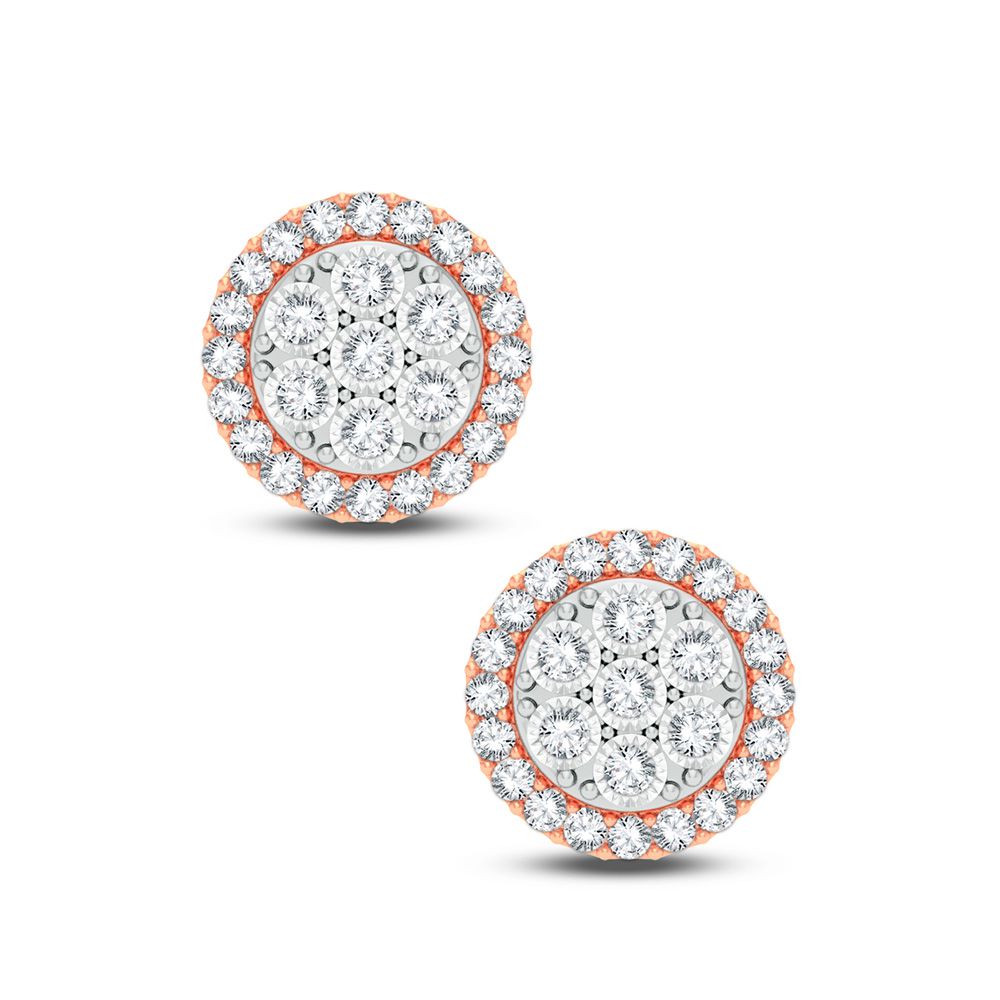 14k Rose Gold Lab Diamond Stud Earrings - Chic Sparkle