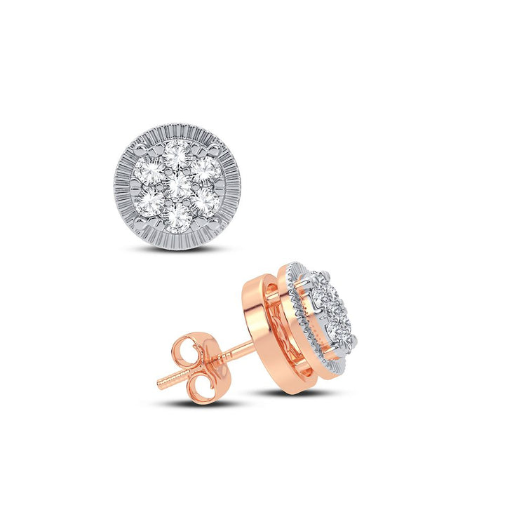 Romantic 14k Rose Gold 0.25CT Lab Diamond Stud Earrings