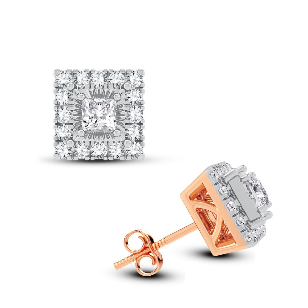 Romantic 14k Rose Gold 0.40CT Lab Diamond Stud Earrings