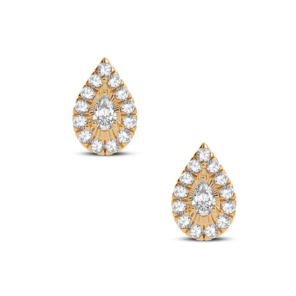 14K Yellow Gold Lab Diamond Stud Earrings - Chic Sparkle