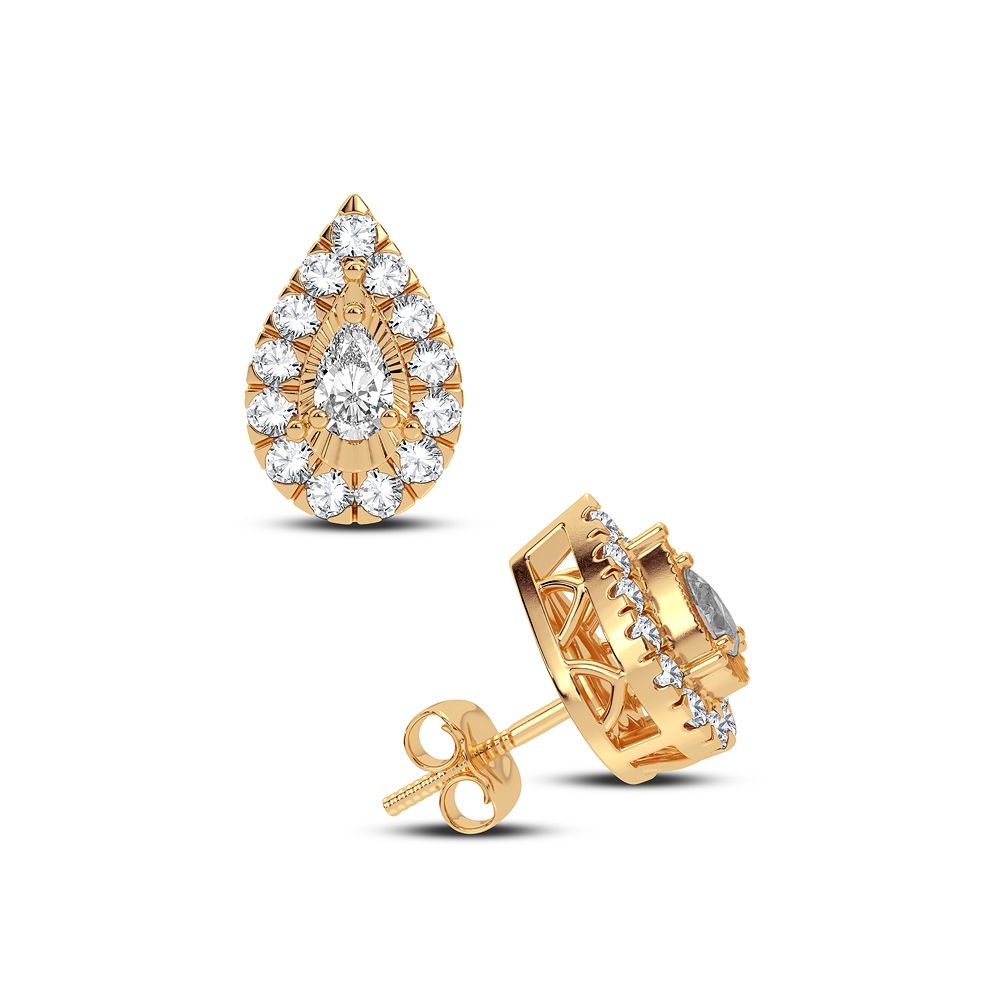 14K Yellow Gold Lab Diamond Stud Earrings - Chic Sparkle