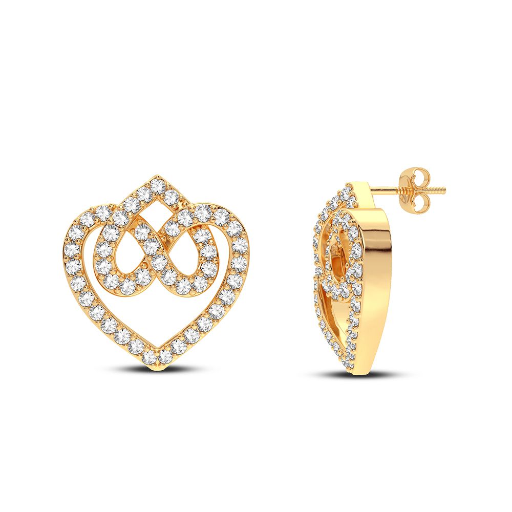 Luminous 14K Yellow Gold Lab Diamond Womens Stud Earrings