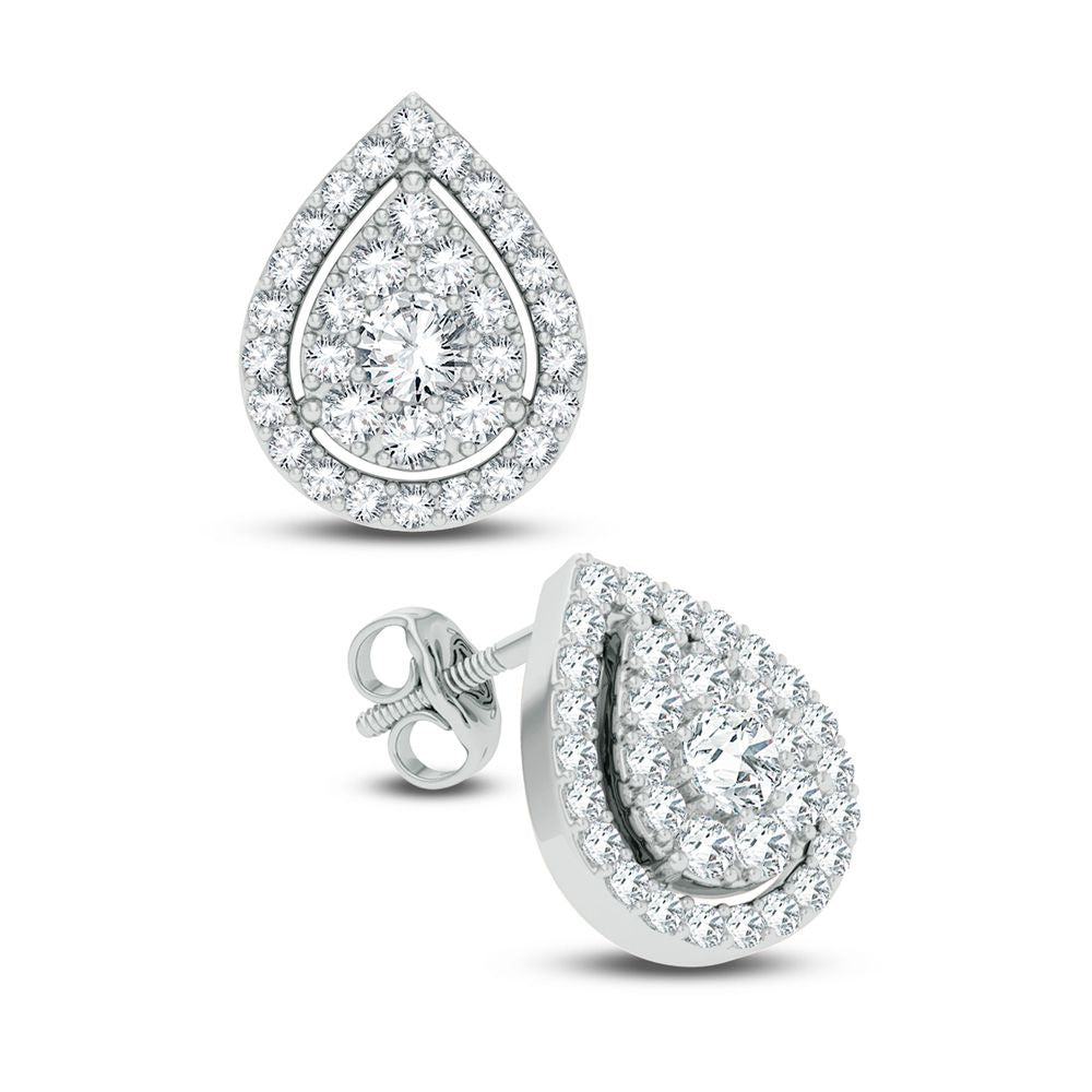 Brilliant 14k White Gold 1CT Lab Diamond Stud Earrings