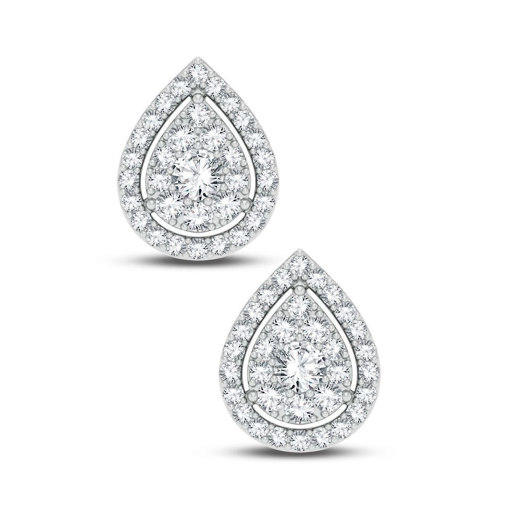 Brilliant 14k White Gold 1CT Lab Diamond Stud Earrings