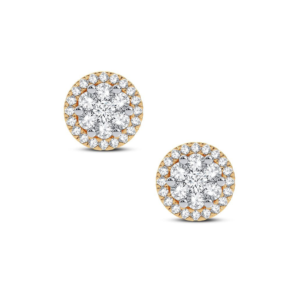 14K Yellow Gold Lab Diamond Stud Earrings - Chic Sparkle