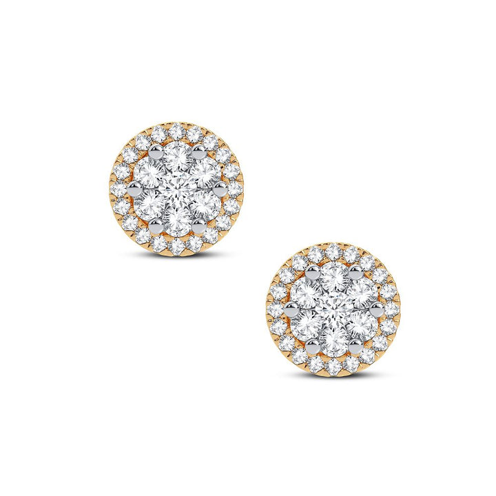 14K Yellow Gold Lab Diamond Stud Earrings - Chic Sparkle