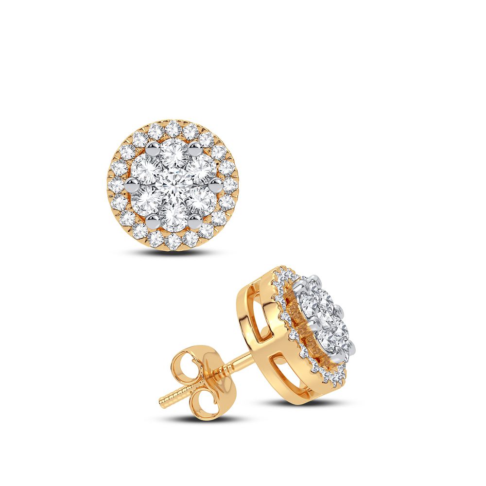14K Yellow Gold Lab Diamond Stud Earrings - Chic Sparkle