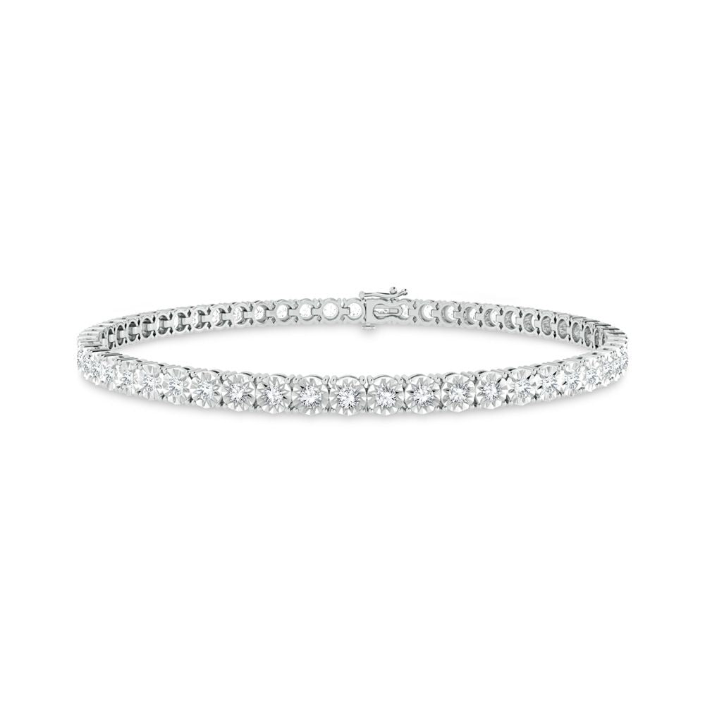 Luminous 10k White Gold 2ct Lab Diamond Womens Tennis Bracelet