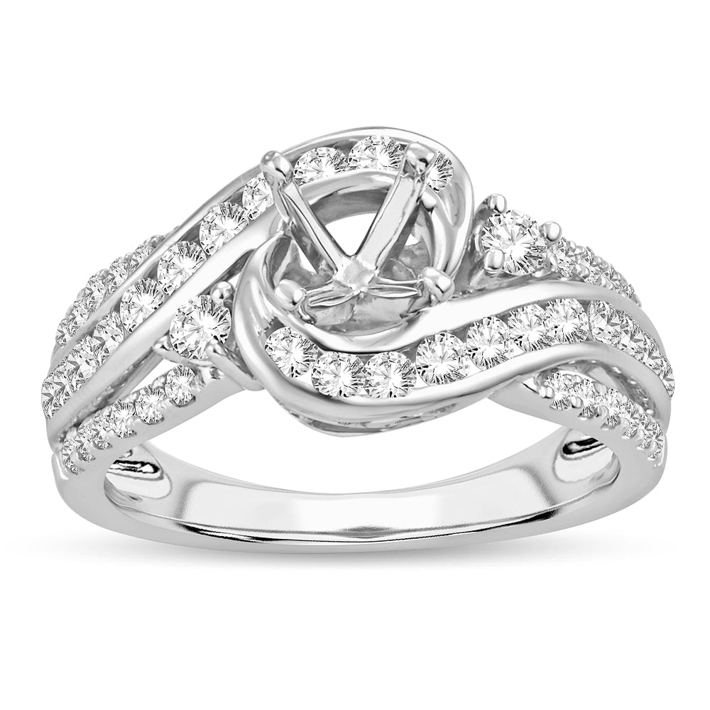 14k White Gold Lab Diamond Engagement Ring Semi Mount