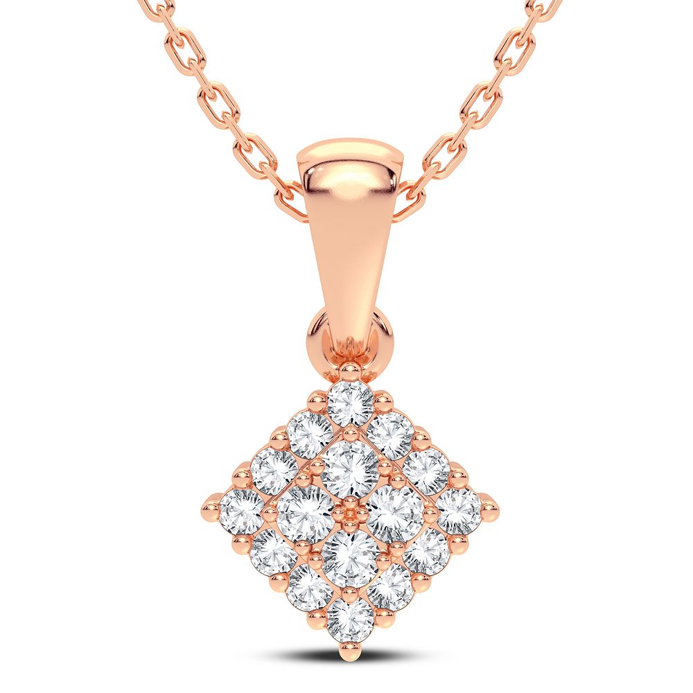 Delicate 14k Rose Gold Lab Diamond Womens Pendant