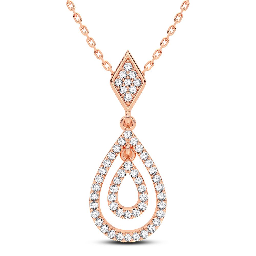 Romantic Rose Gold Lab Diamond Pendant - Delicate Charm