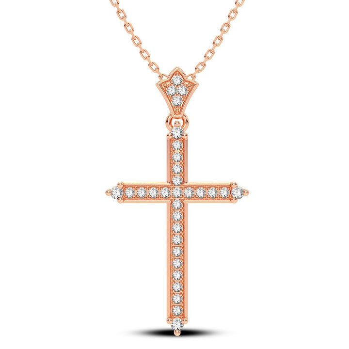 Delicate 14k Rose Gold Lab Diamond Womens Pendant