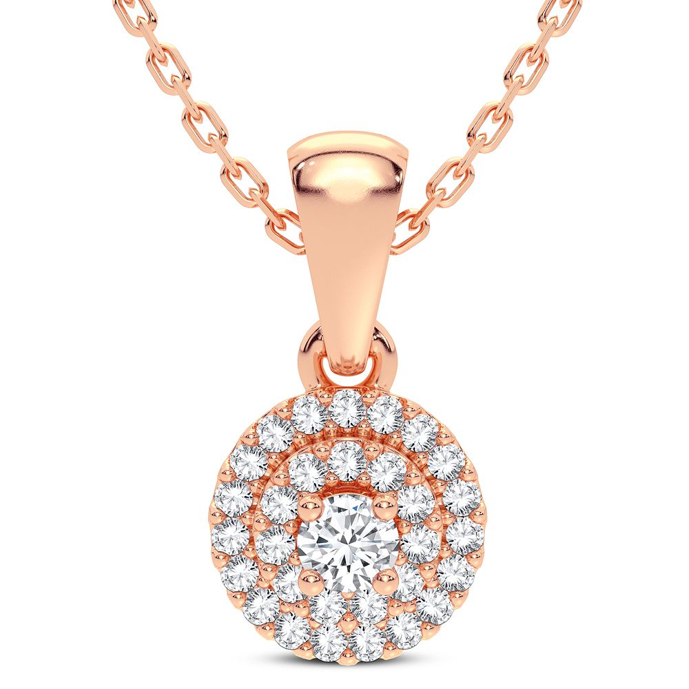 Delicate 14k Rose Gold 0.15CT Lab Diamond Pendant for Her