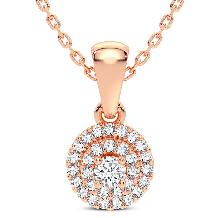 Delicate 14k Rose Gold 0.15CT Lab Diamond Pendant for Her