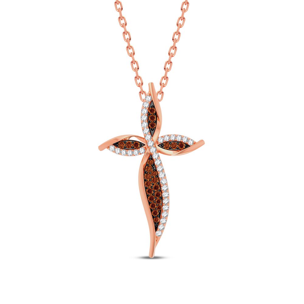 Spiritual Charm: 14k Rose Gold Lab Diamond Religious Pendant