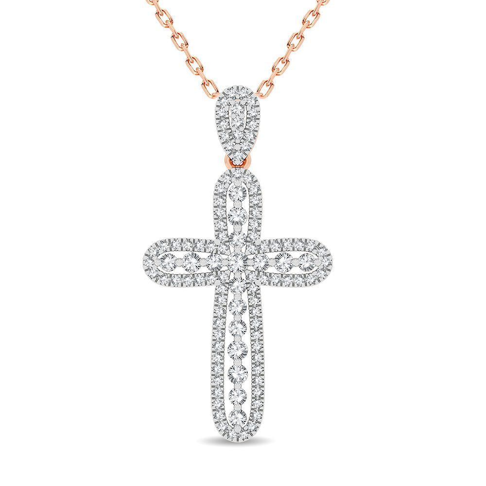 Delicate 14k Rose Gold Lab Diamond Religious Pendant for Women