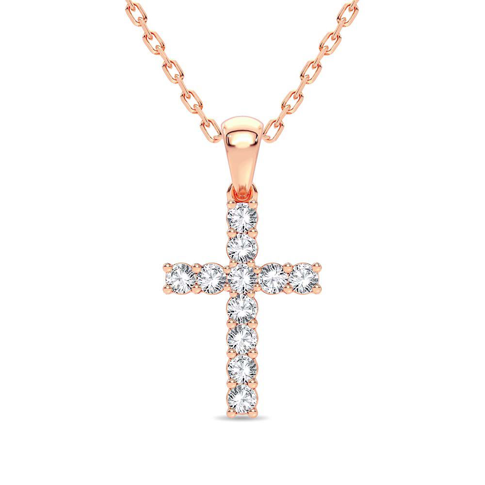 Romantic Rose Gold Lab Diamond Religious Pendant for Her