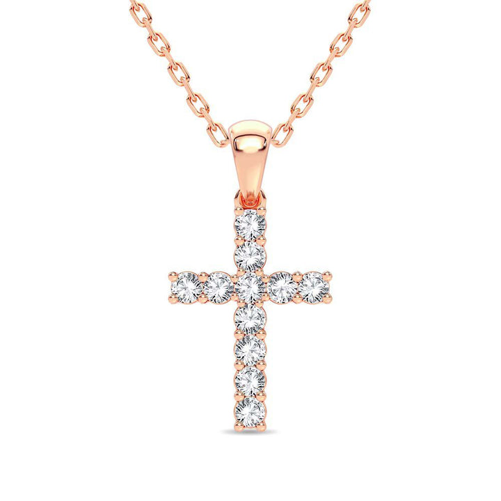 Romantic Rose Gold Lab Diamond Religious Pendant for Her