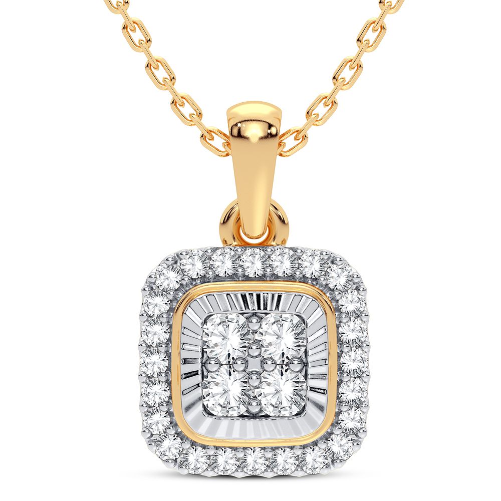 Chic 14K Yellow Gold 0.25CT Lab Diamond Womens Pendant