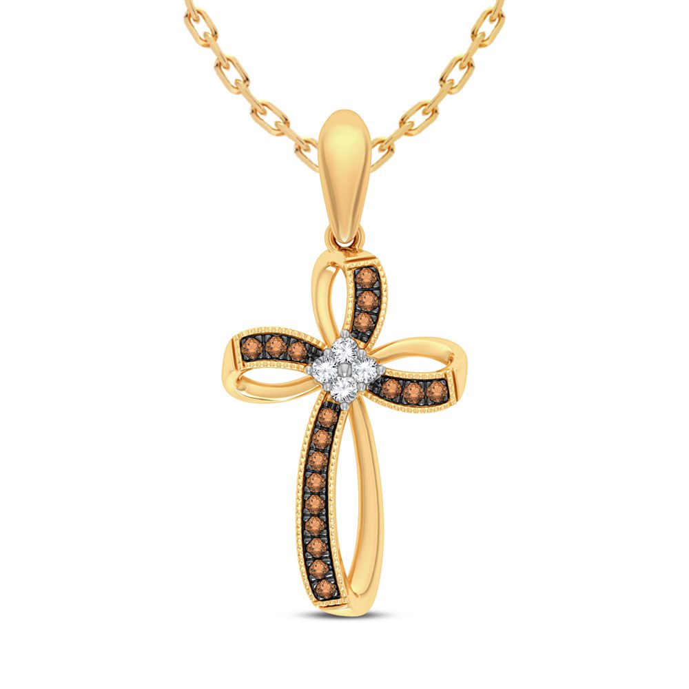 14K Yellow Gold Lab Diamond Womens Delicate Pendant Necklace