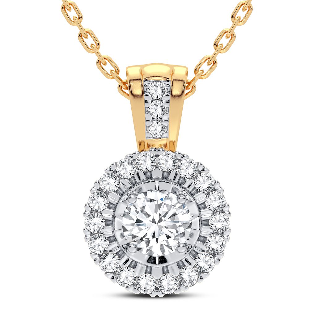 Delicate 14K Yellow Gold Lab Diamond Womens Pendant Necklace