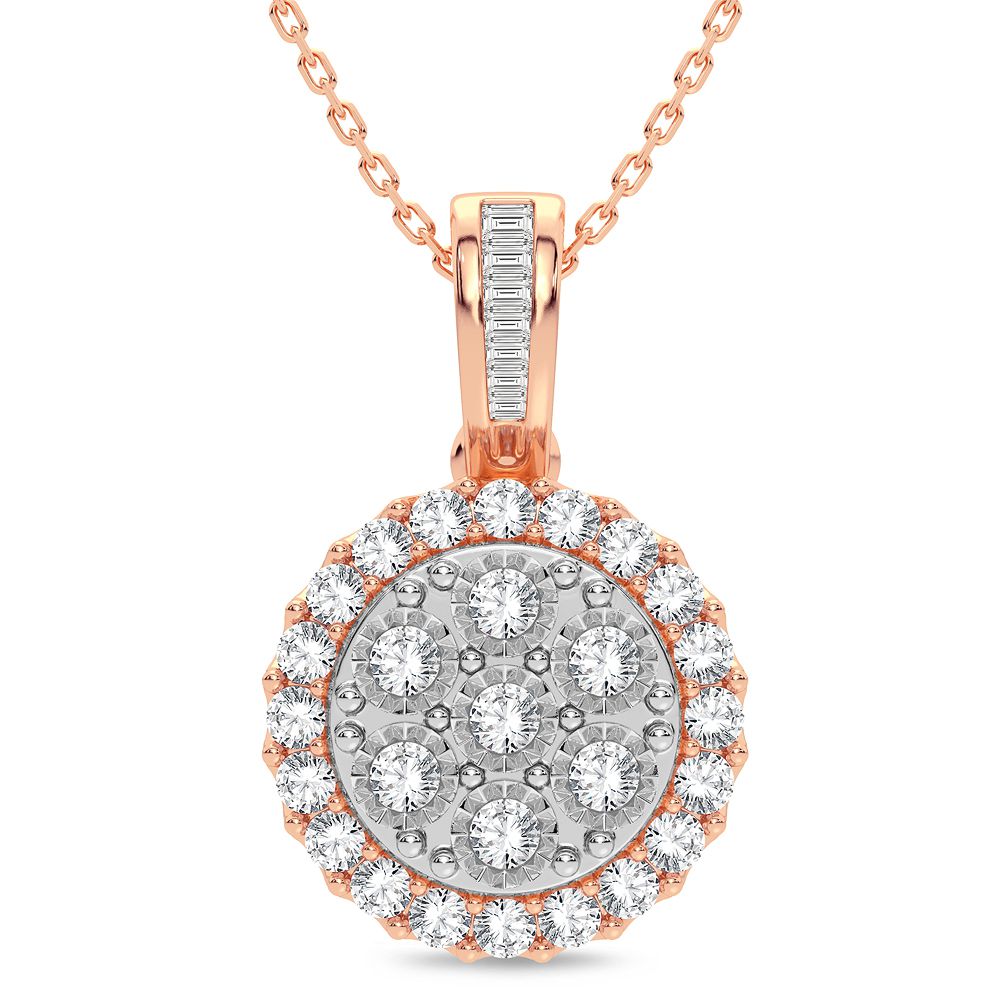 Romantic 14k Rose Gold 1CT Lab Diamond Womens Pendant