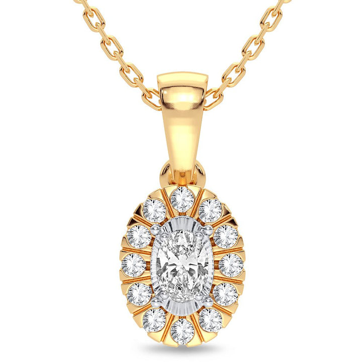 Chic 14K Yellow Gold 0.25CT Lab Diamond Womens Pendant