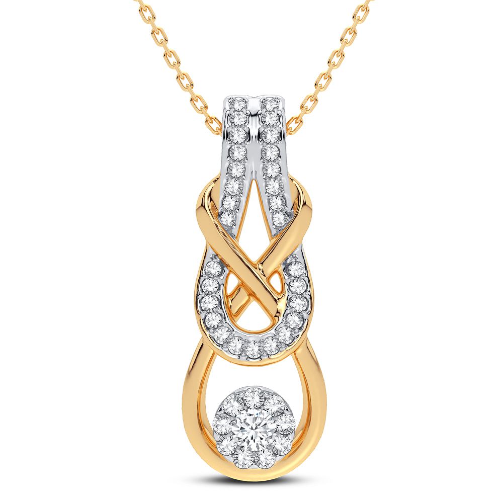 Chic 14K Yellow Gold Lab Diamond Womens Pendant Necklace