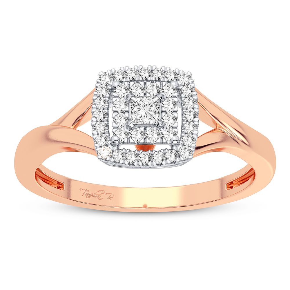 Chic 10k Rose Gold 0.10CT Lab Diamond Womens Fashion Ring