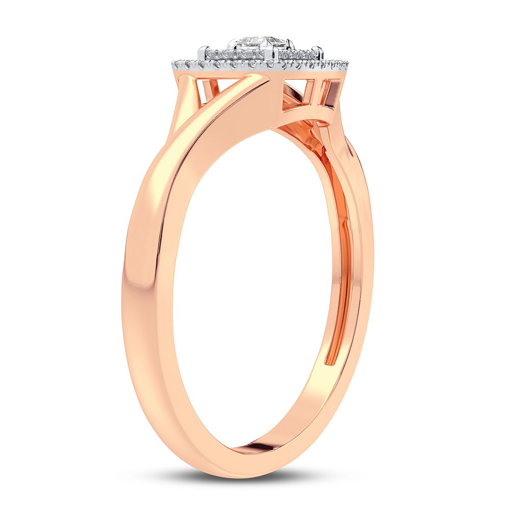 Chic 10k Rose Gold 0.10CT Lab Diamond Womens Fashion Ring