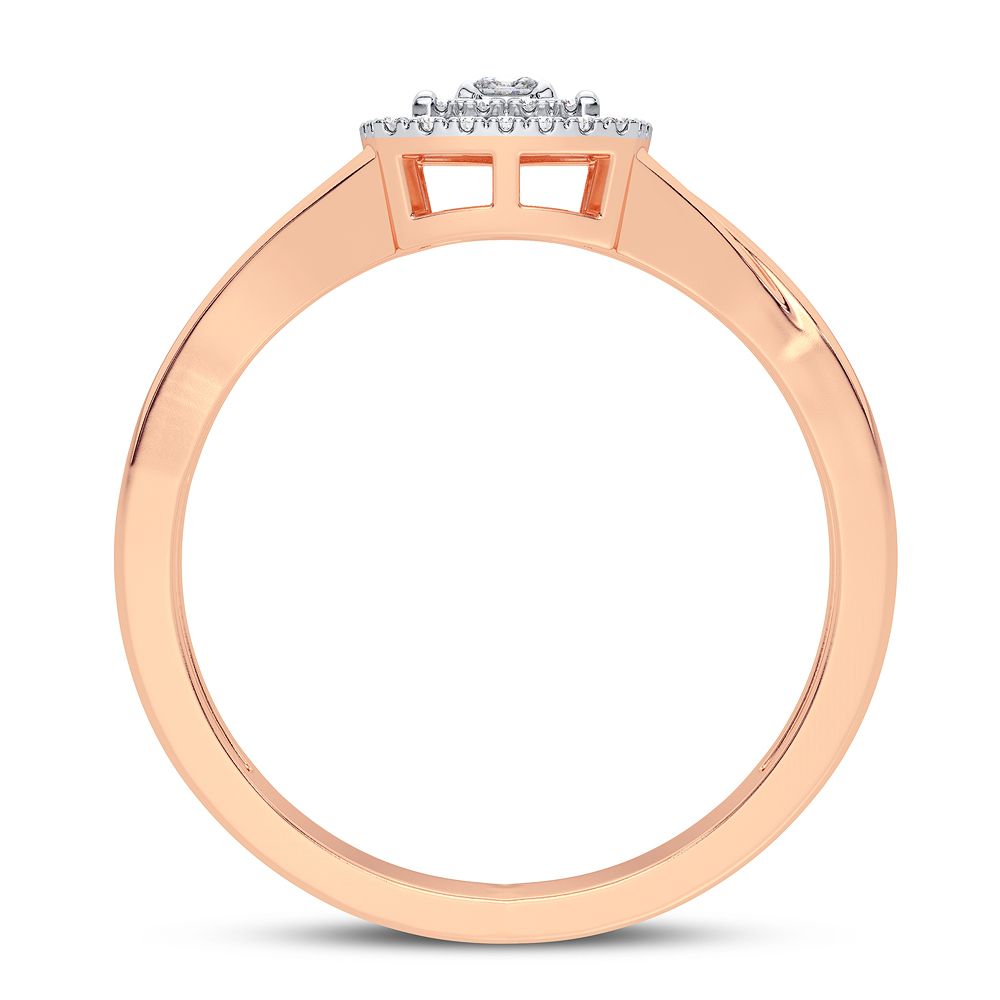 Chic 10k Rose Gold 0.10CT Lab Diamond Womens Fashion Ring