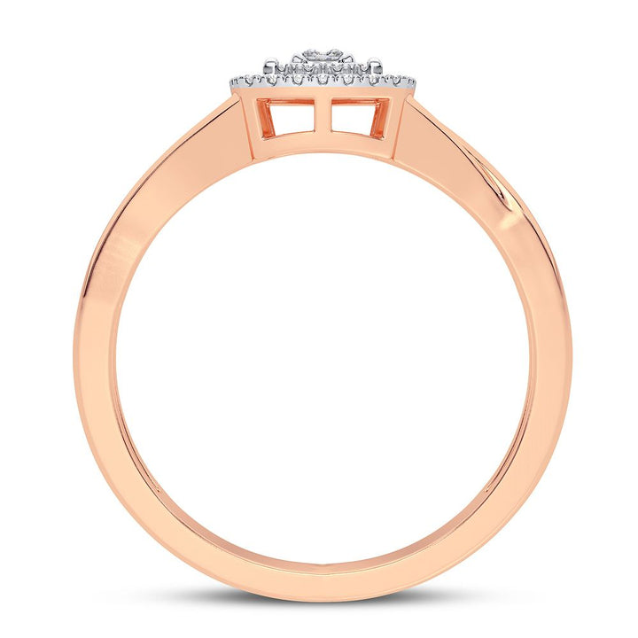 Chic 10k Rose Gold 0.10CT Lab Diamond Womens Fashion Ring
