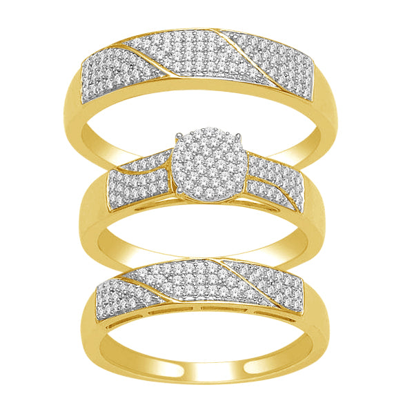 10k Yellow Gold 0.50ct Lab Diamond Trio Wedding Set