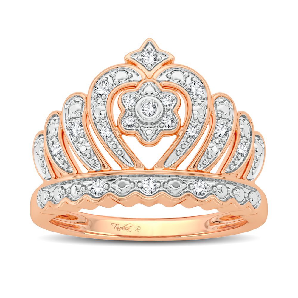 Delicate 10k Rose Gold 0.10CT Lab Diamond Womens Fashion Ring