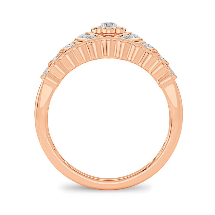 Delicate 10k Rose Gold 0.10CT Lab Diamond Womens Fashion Ring