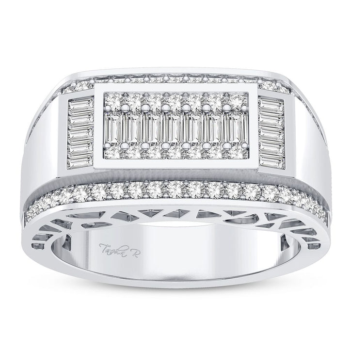Sophisticated 14K White Gold Mens Certified Lab Diamond Ring