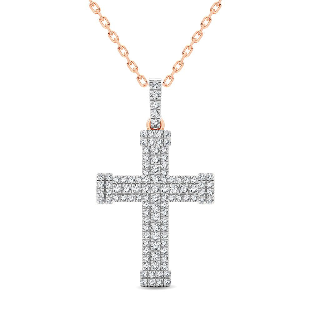 Delicate 14k Rose Gold 1CT Lab Diamond Womens Pendant