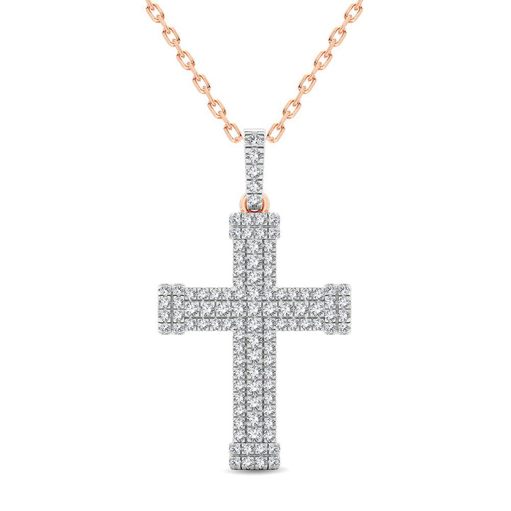 Delicate 14k Rose Gold 1CT Lab Diamond Womens Pendant