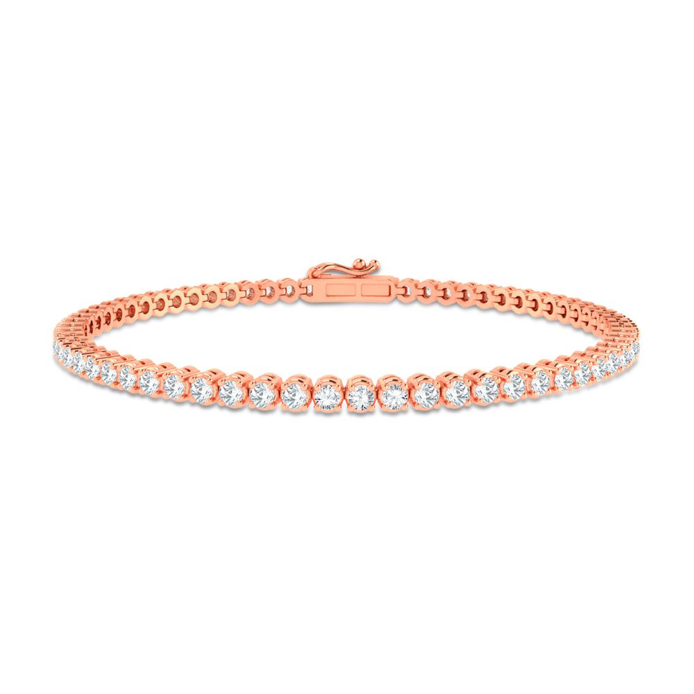 Romantic 14k Rose Gold 2ct Lab Diamond Womens Bracelet