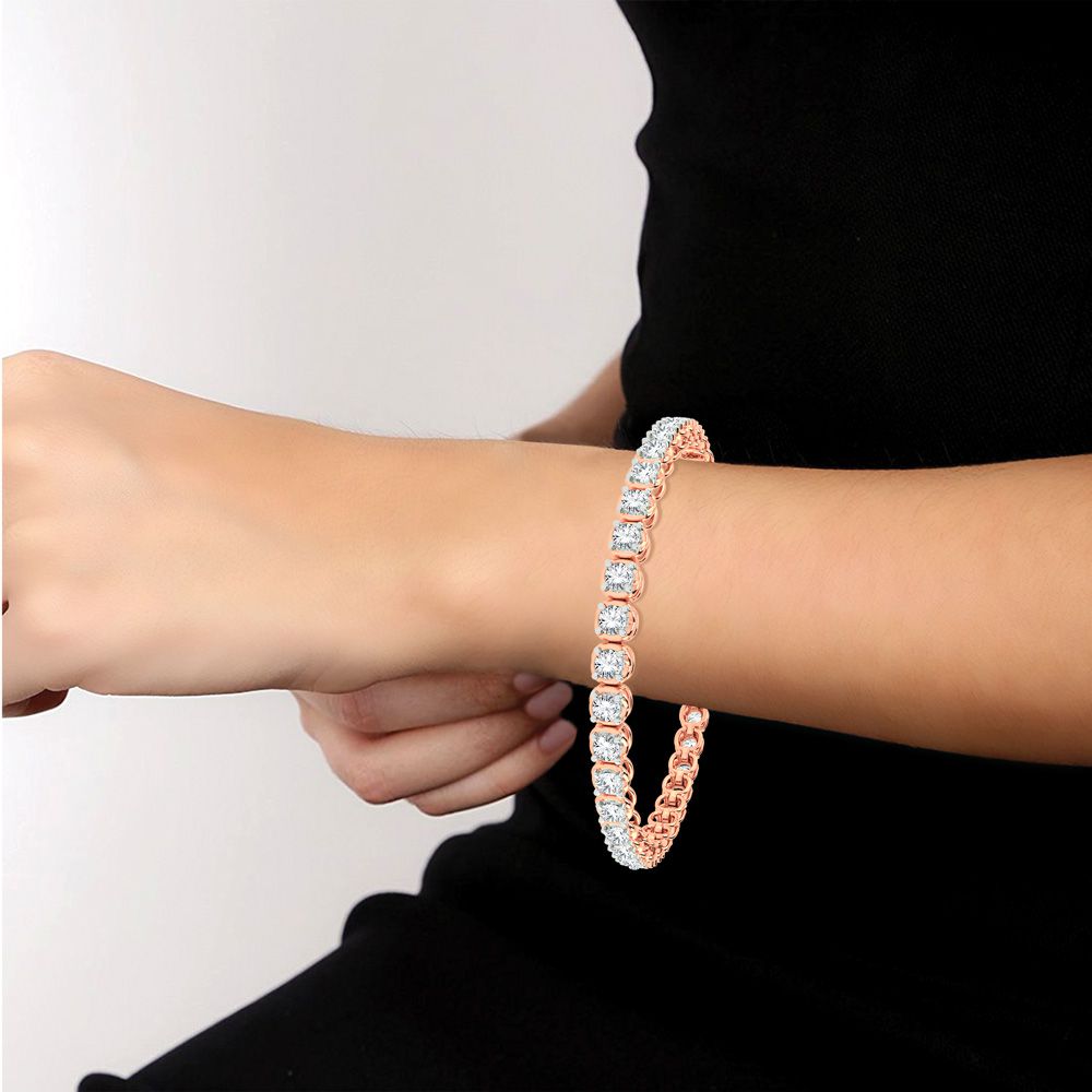 Sparkling 14k Rose Gold Lab Diamond Bracelet for Her