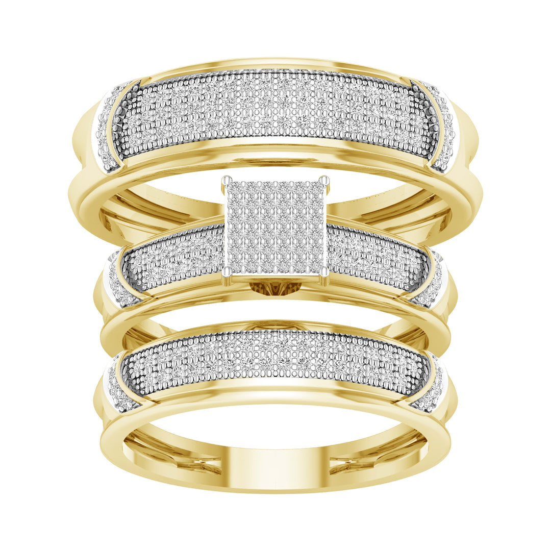 10k Yellow Gold 0.50ct Diamond Womens Trio Jewelry Set