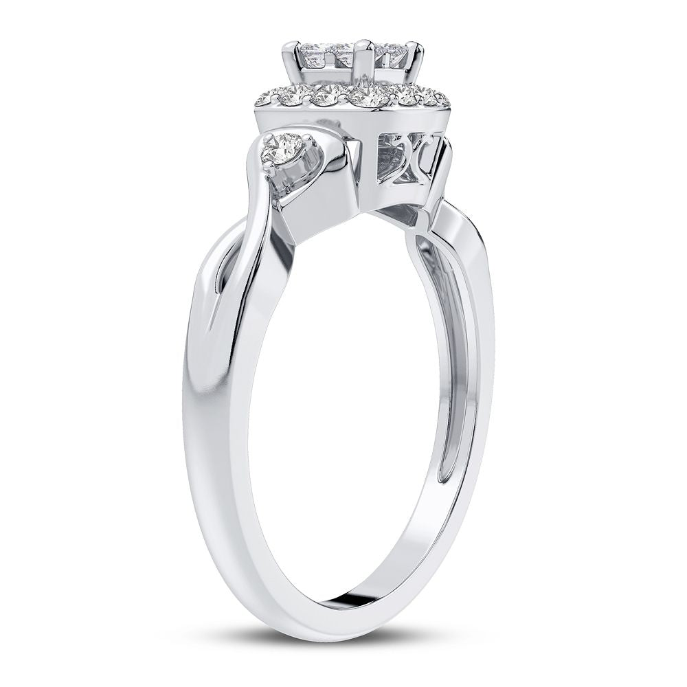 10k White Gold Lab Diamond Womens Engagement Ring