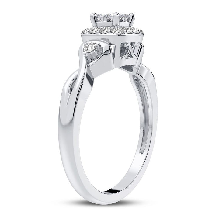 10k White Gold Lab Diamond Womens Engagement Ring