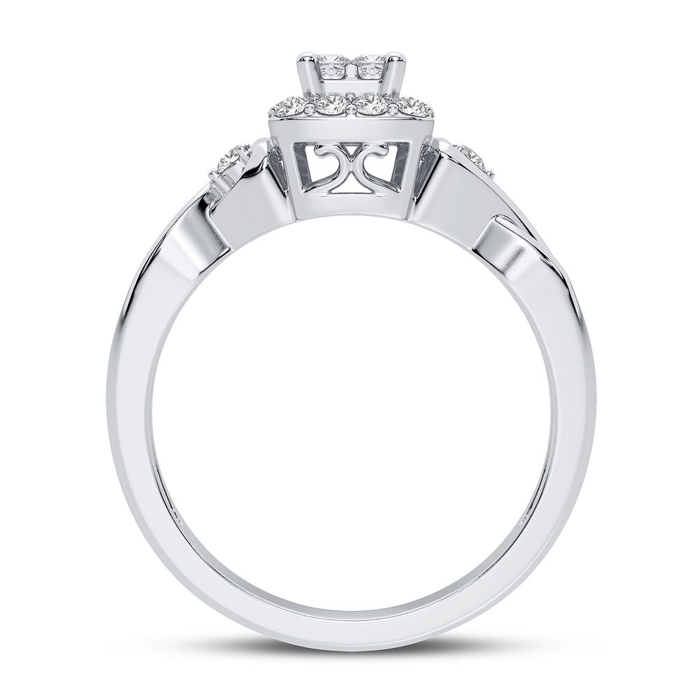 10k White Gold Lab Diamond Womens Engagement Ring