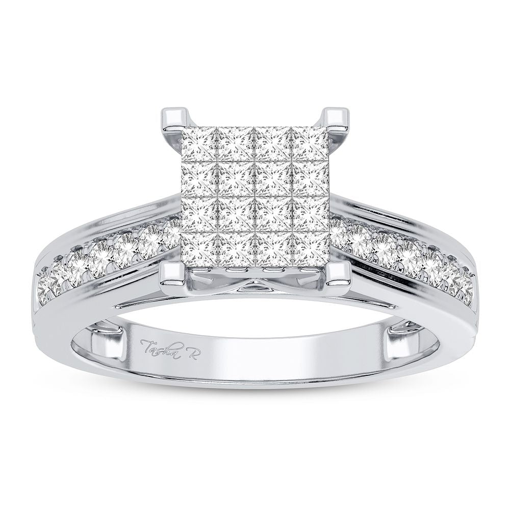 Chic 10k White Gold 0.42CT Lab Diamond Womens Fashion Ring