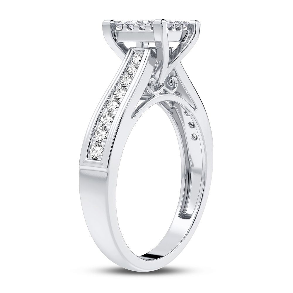 Chic 10k White Gold 0.42CT Lab Diamond Womens Fashion Ring