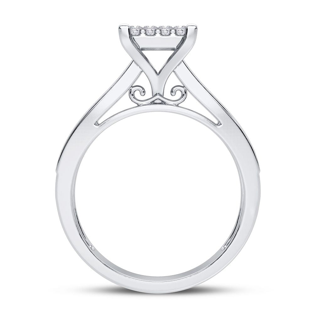 Chic 10k White Gold 0.42CT Lab Diamond Womens Fashion Ring