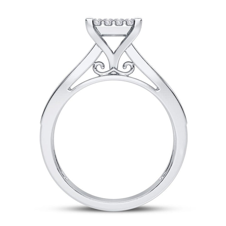 Chic 10k White Gold 0.42CT Lab Diamond Womens Fashion Ring