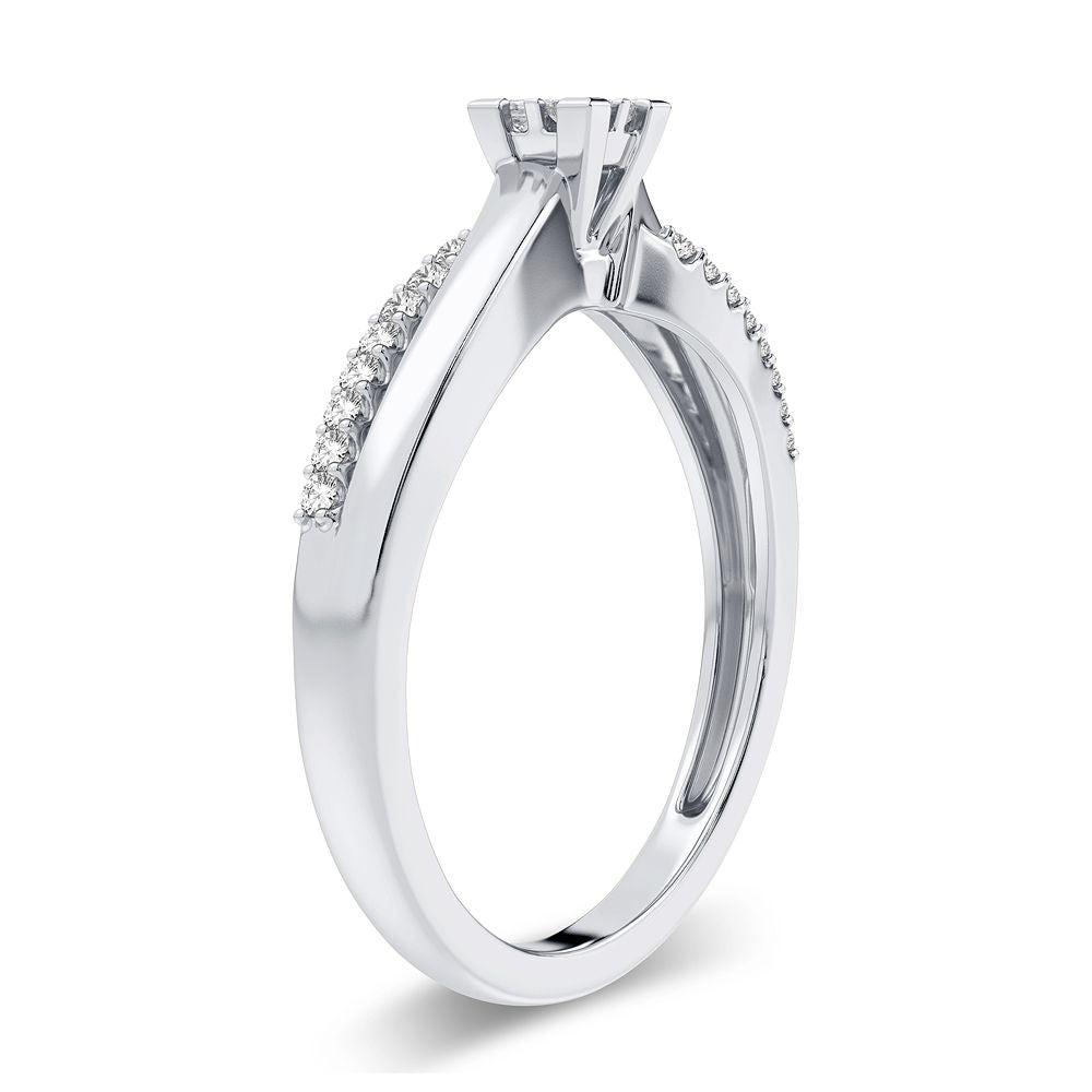 10K White Gold Lab Diamond Promise Ring for Women