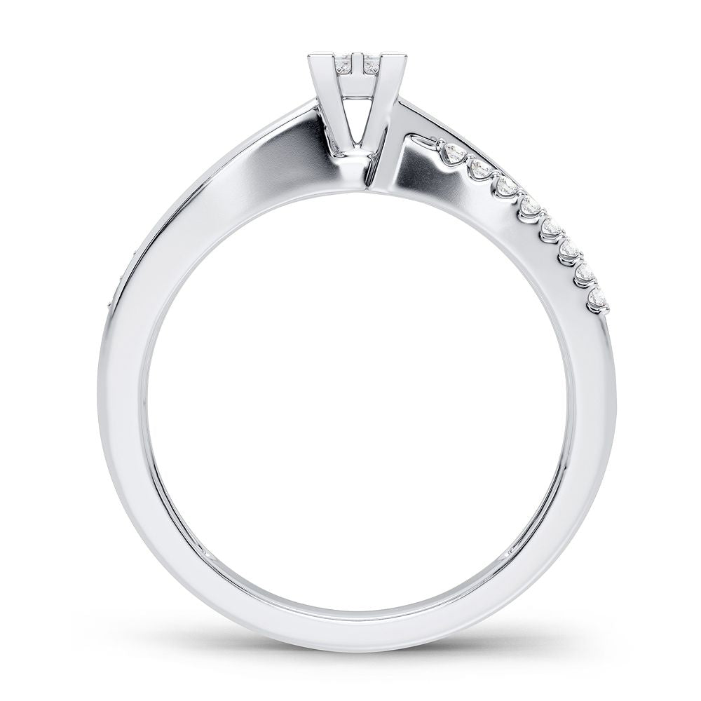 10K White Gold Lab Diamond Promise Ring for Women